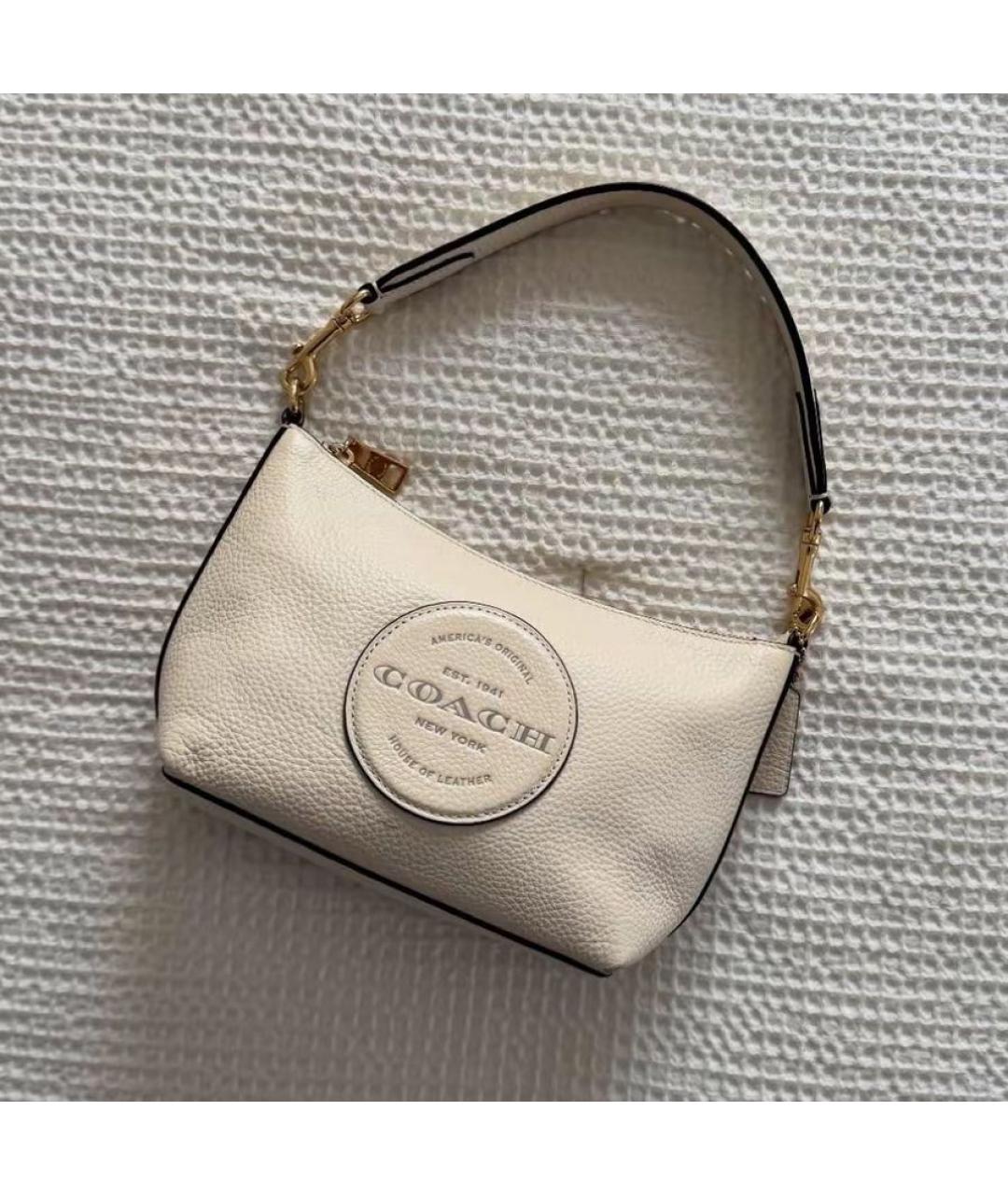 COACH Белая кожаная сумка через плечо, фото 4