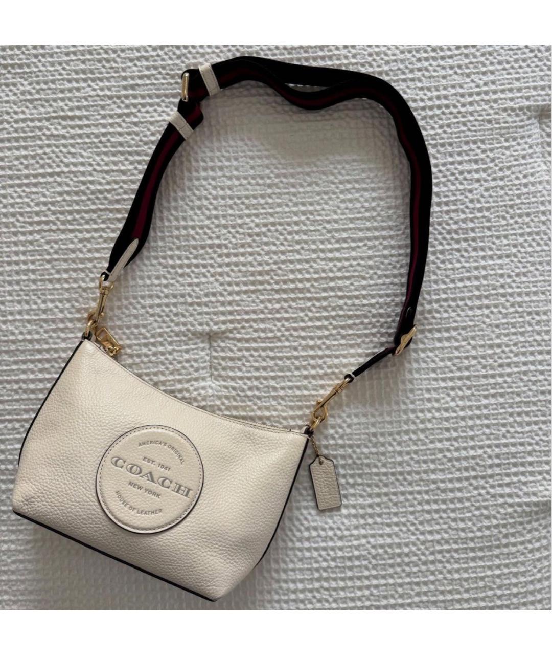 COACH Белая кожаная сумка через плечо, фото 5