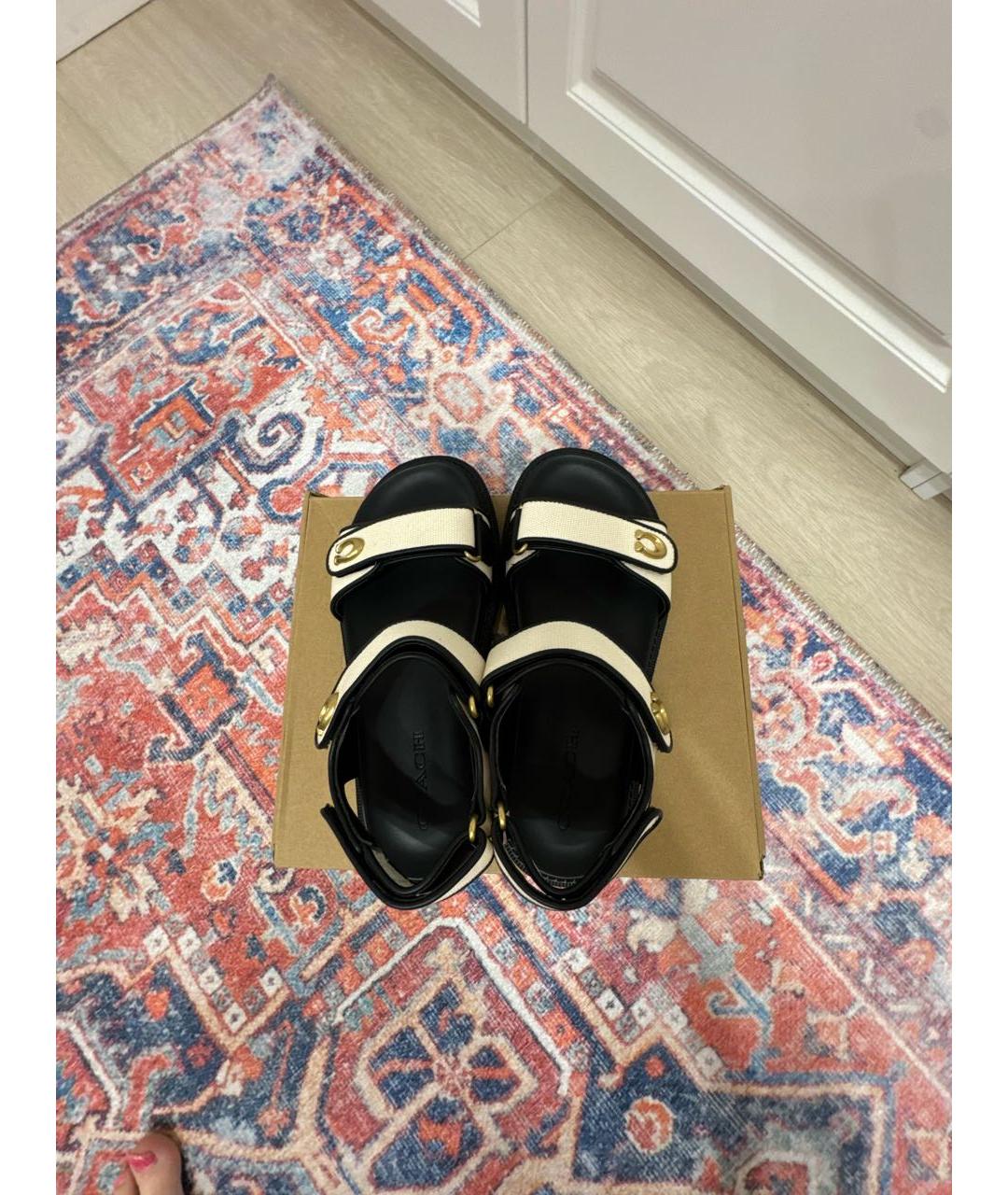 COACH Бежевые текстильные сандалии, фото 4