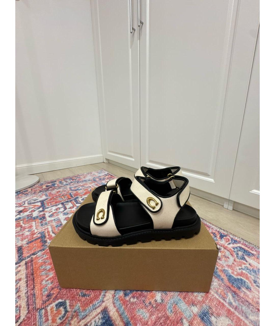 COACH Бежевые текстильные сандалии, фото 8