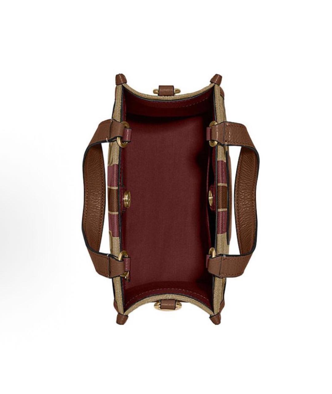 COACH Коричневая кожаная сумка с короткими ручками, фото 3