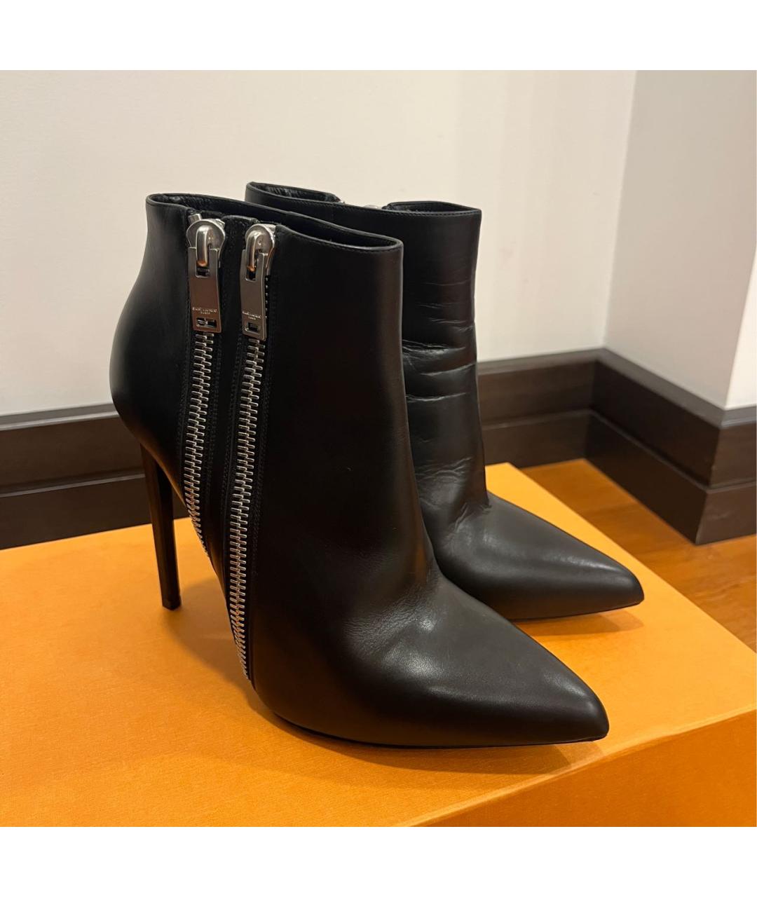 SAINT LAURENT Черные кожаные ботильоны, фото 3