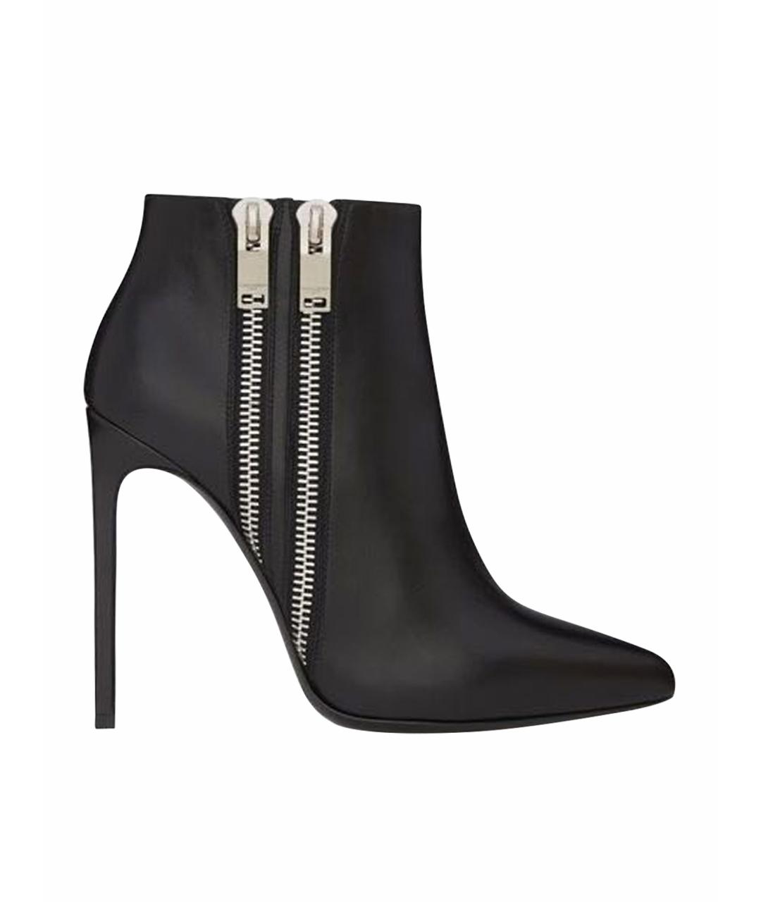 SAINT LAURENT Черные кожаные ботильоны, фото 1