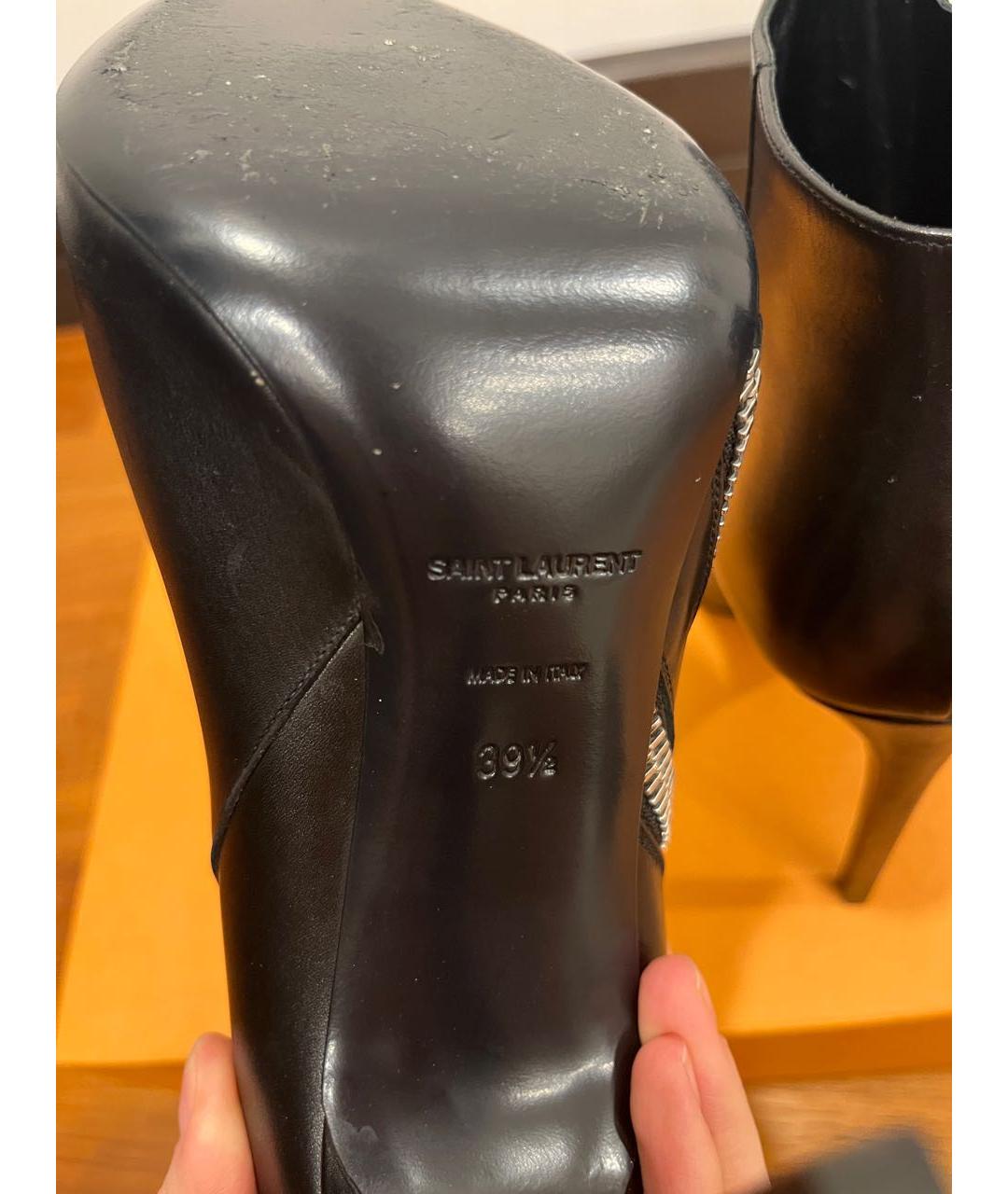 SAINT LAURENT Черные кожаные ботильоны, фото 8