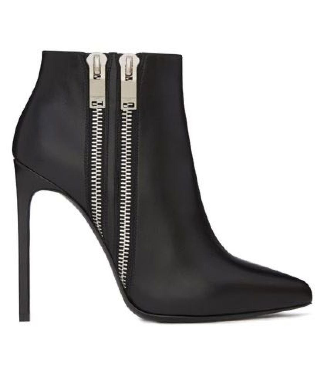 SAINT LAURENT Черные кожаные ботильоны, фото 9