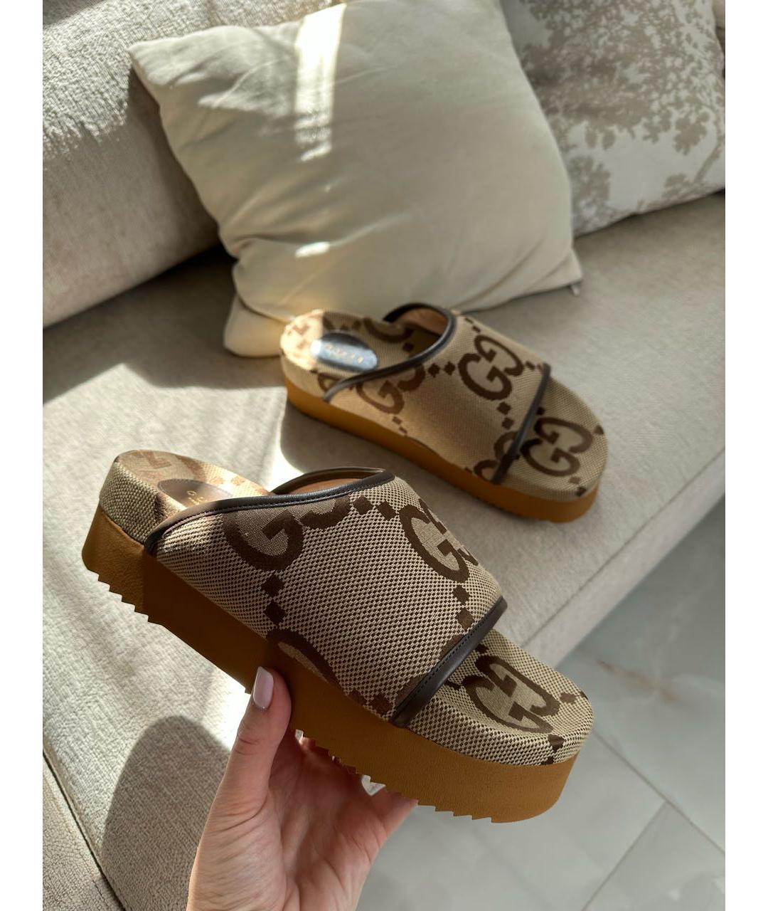 GUCCI Бежевые сабо, фото 7