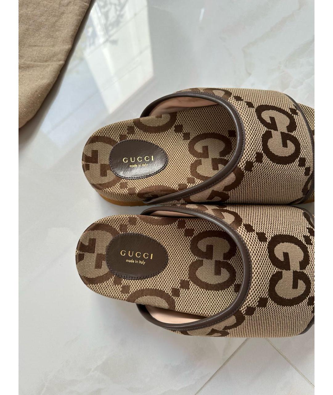 GUCCI Бежевые сабо, фото 4