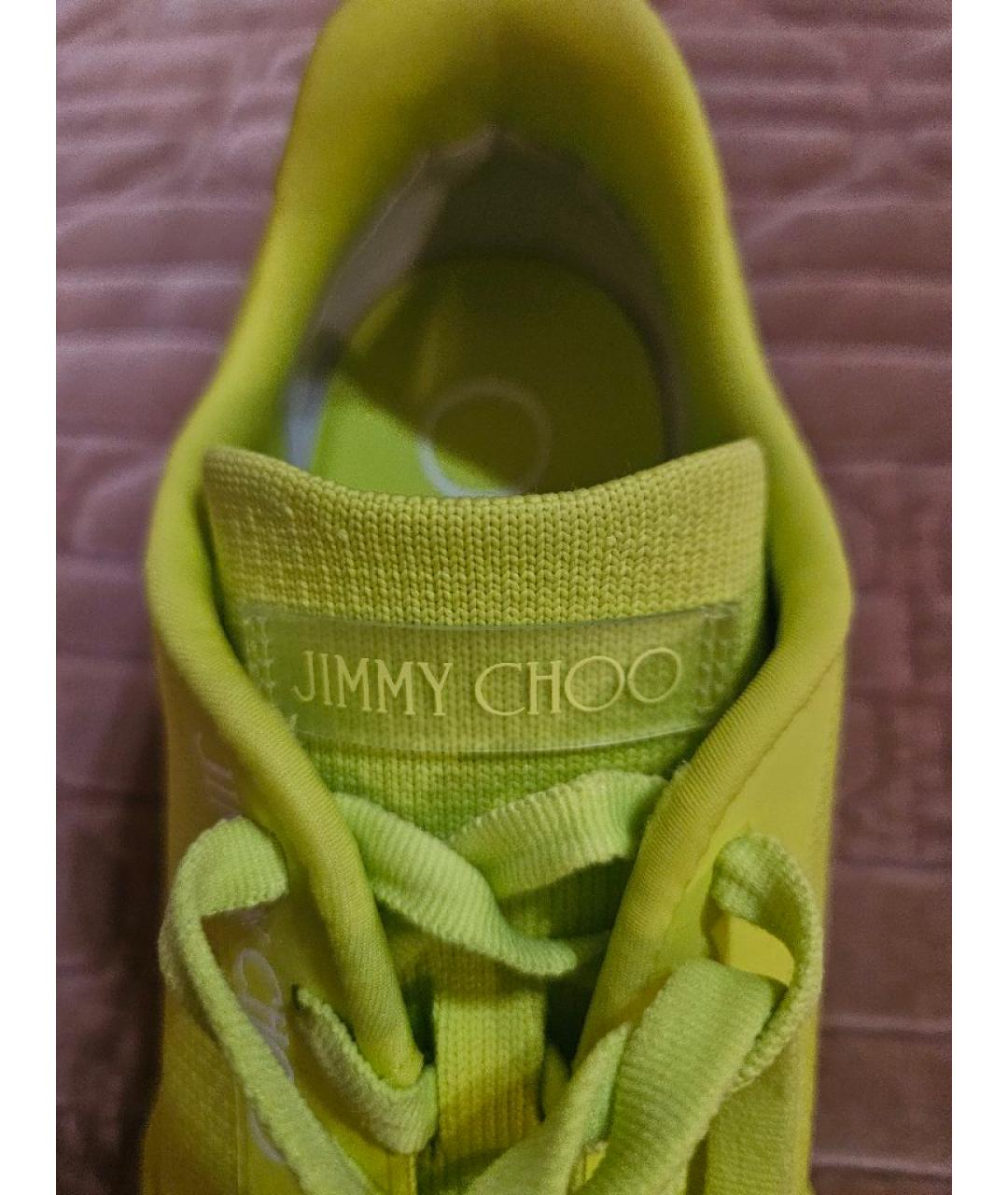 JIMMY CHOO Салатовые текстильные кроссовки, фото 5
