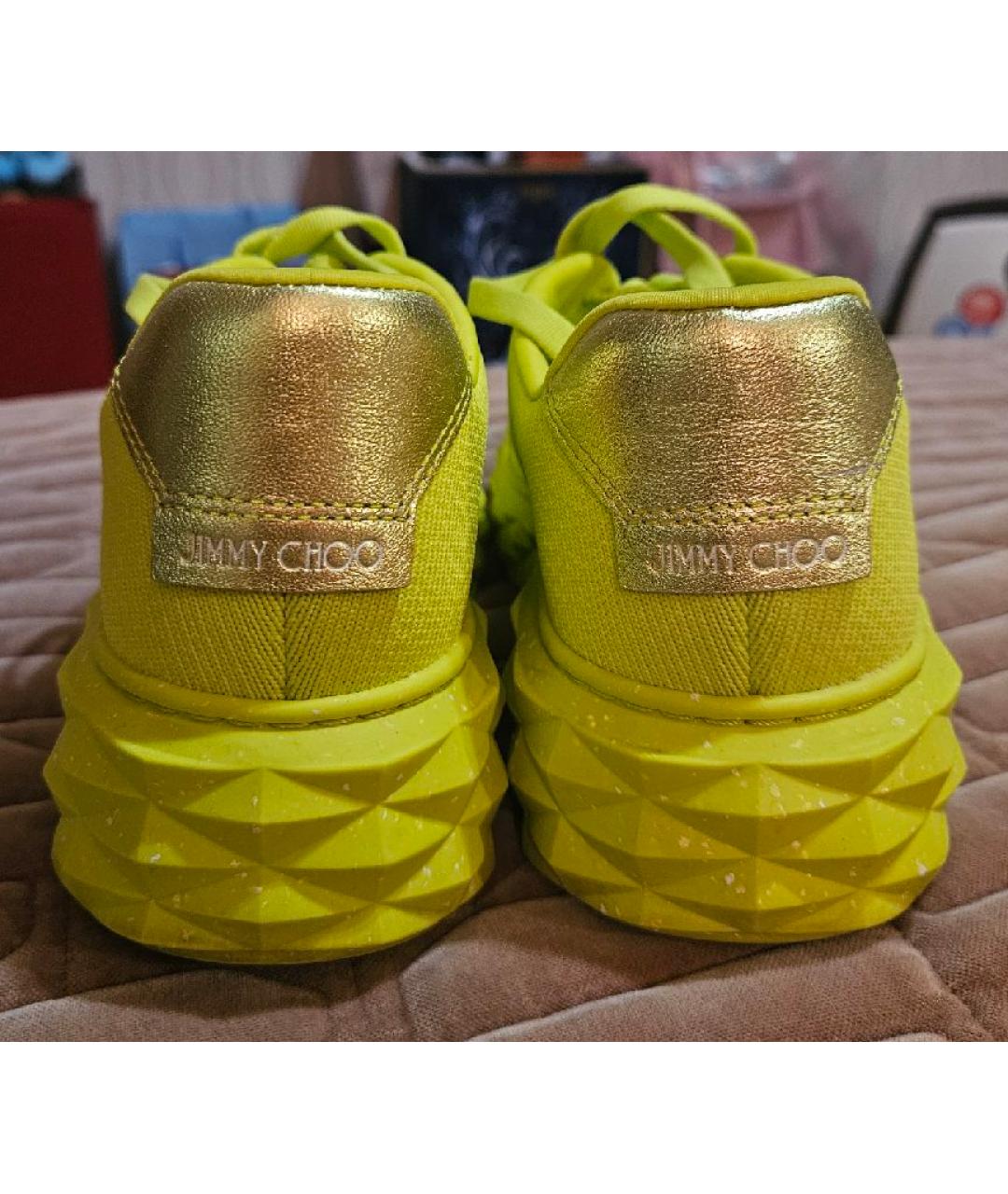 JIMMY CHOO Салатовые текстильные кроссовки, фото 4