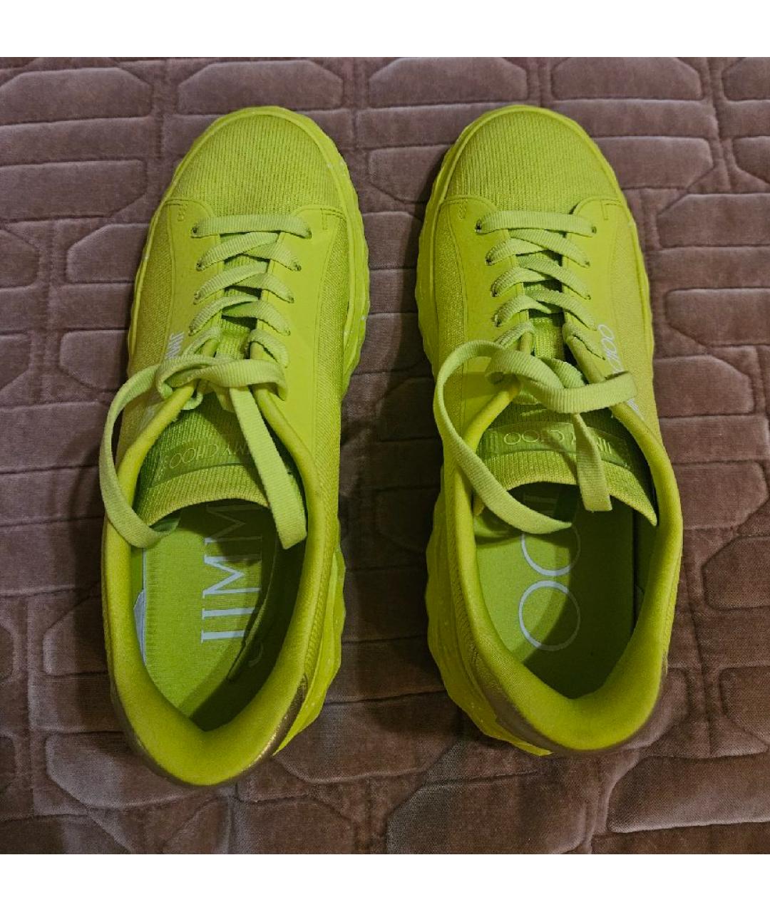 JIMMY CHOO Салатовые текстильные кроссовки, фото 3