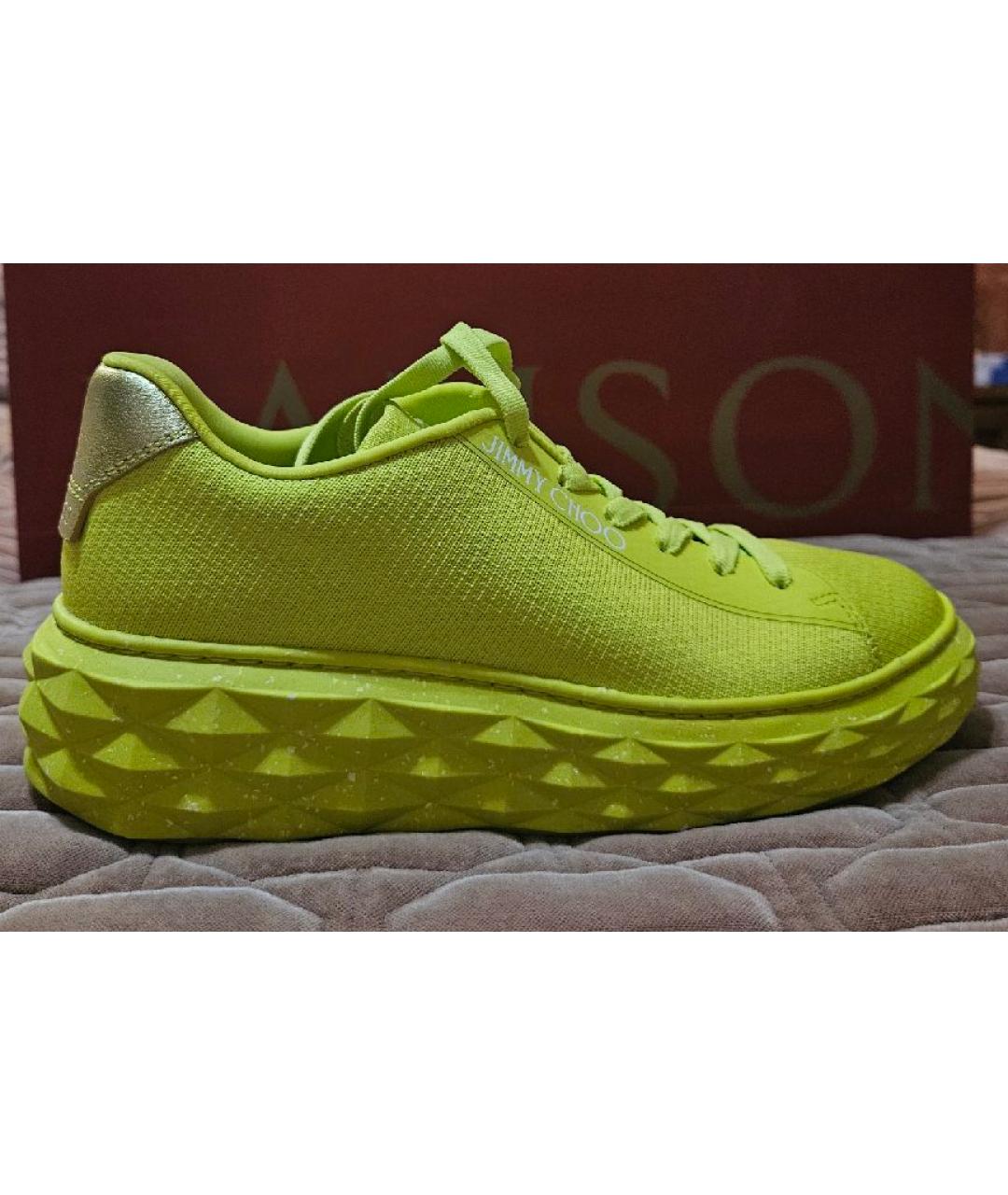 JIMMY CHOO Салатовые текстильные кроссовки, фото 7