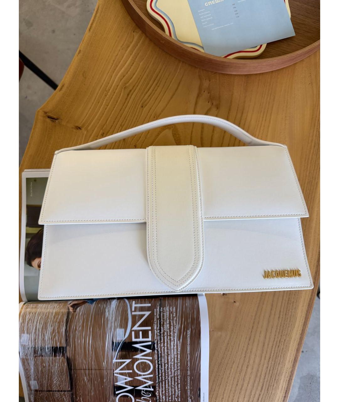 JACQUEMUS Белая кожаная сумка через плечо, фото 3