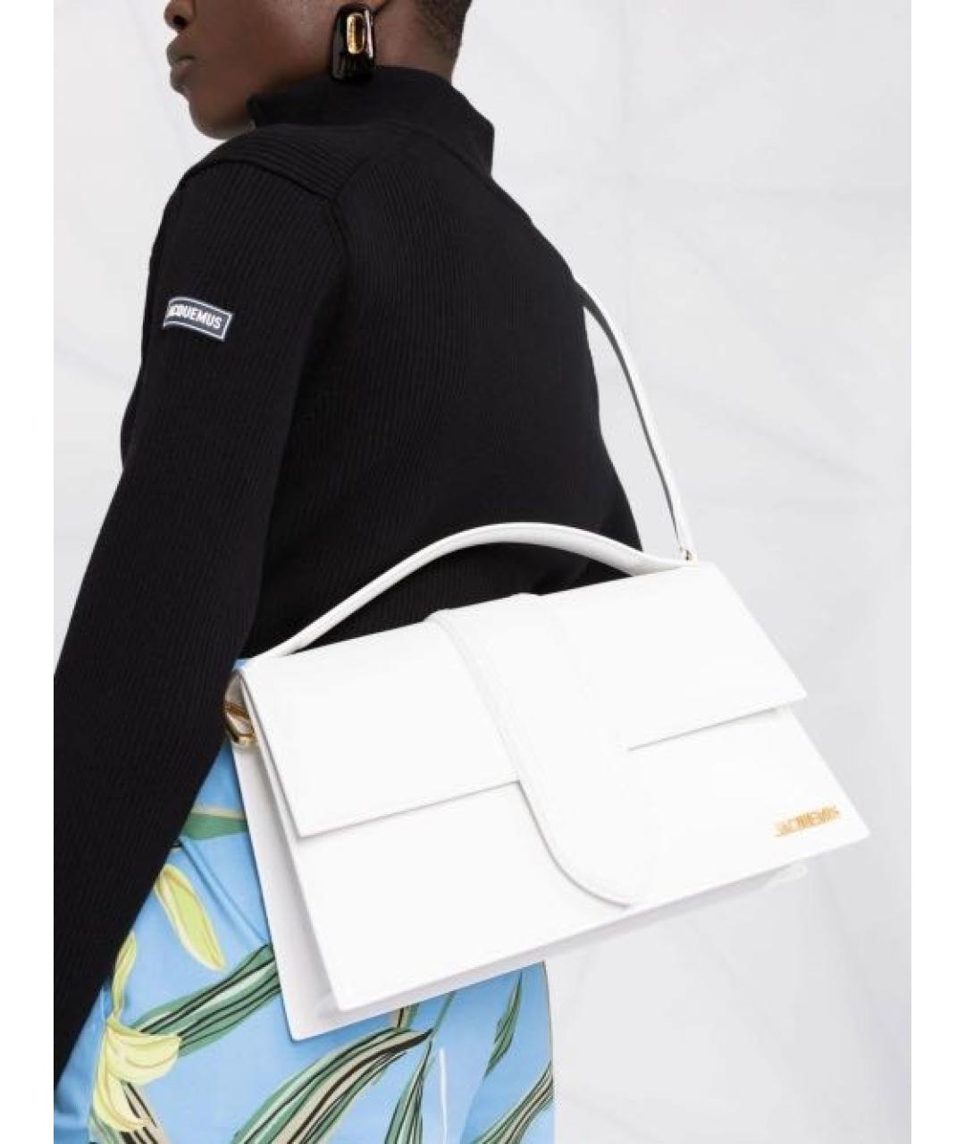 JACQUEMUS Белая кожаная сумка через плечо, фото 2