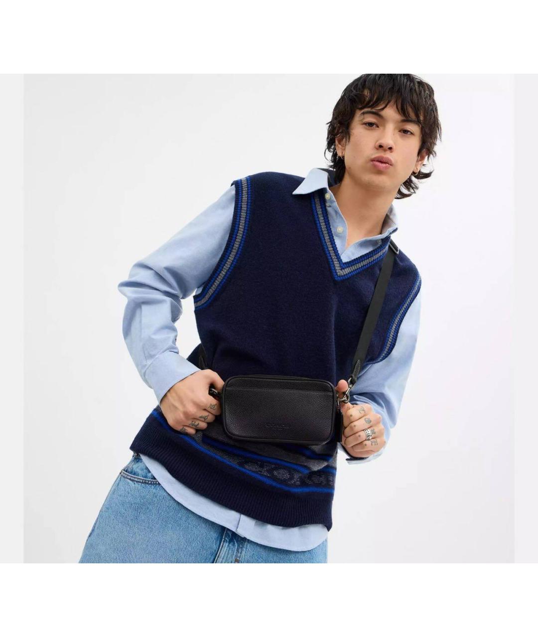 COACH Черная кожаная сумка на плечо, фото 3