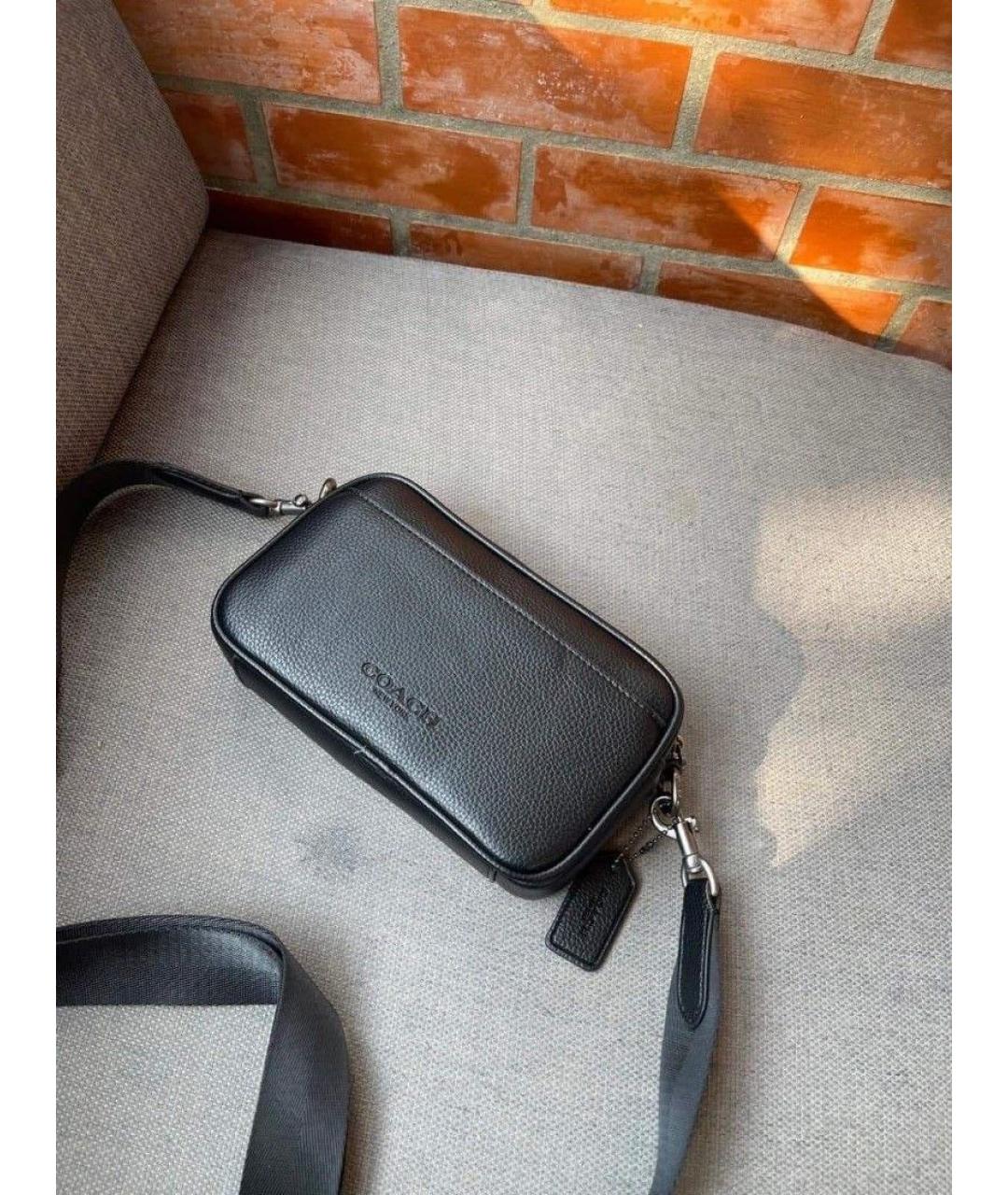 COACH Черная кожаная сумка на плечо, фото 4