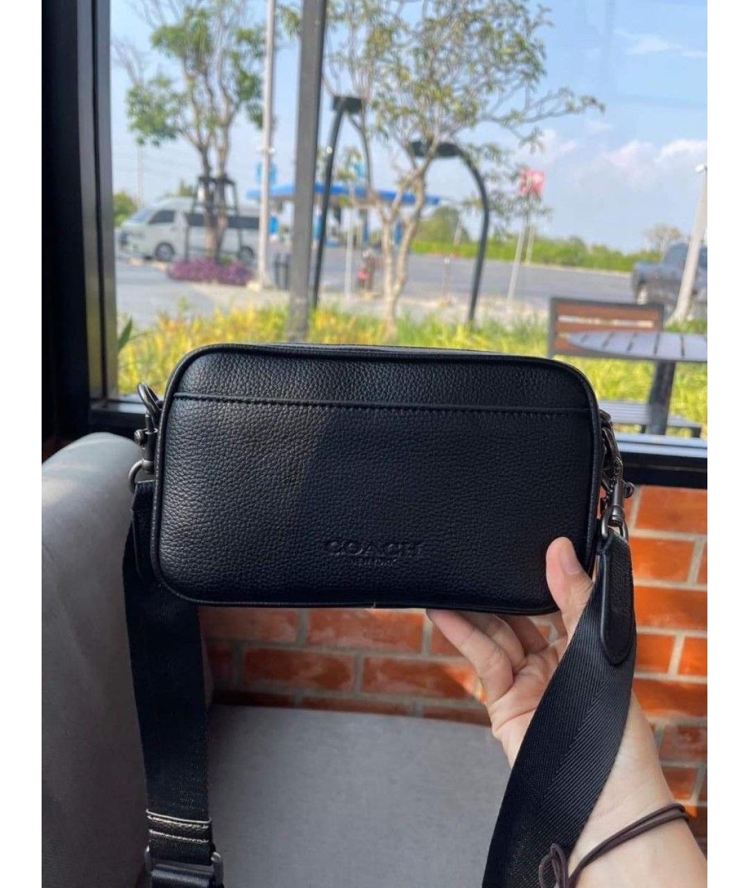 COACH Черная кожаная сумка на плечо, фото 5