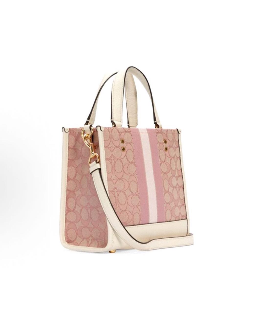 COACH Розовая кожаная сумка с короткими ручками, фото 2