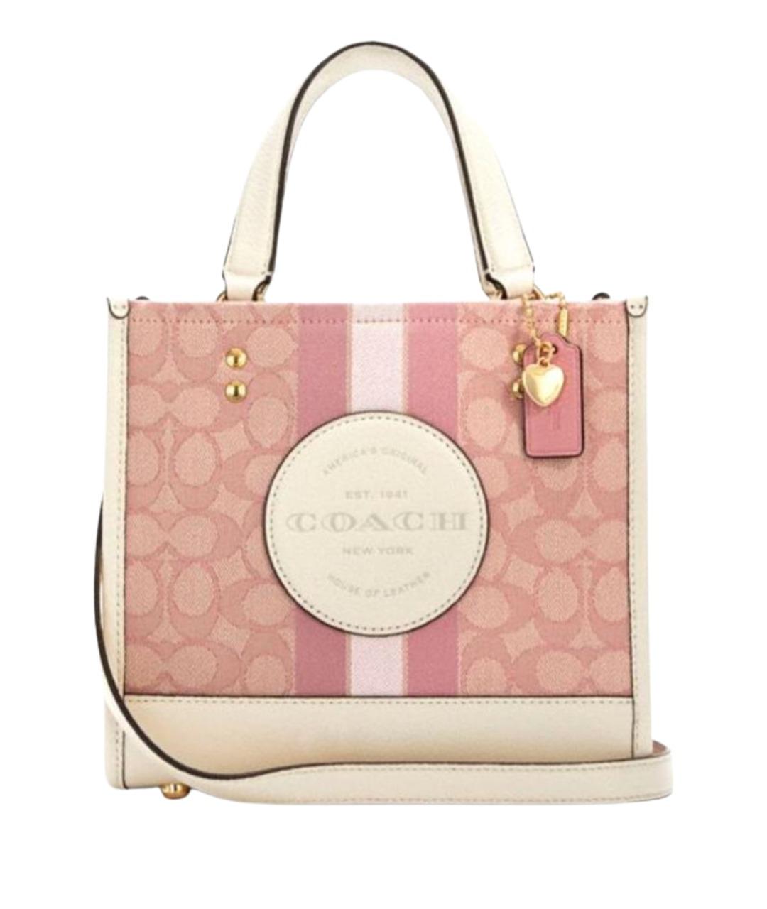 COACH Розовая кожаная сумка с короткими ручками, фото 1