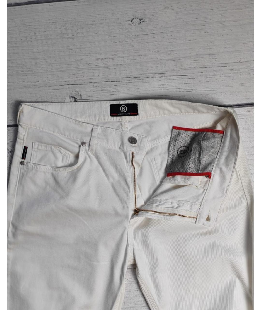 BOGNER Белые хлопковые прямые джинсы, фото 5