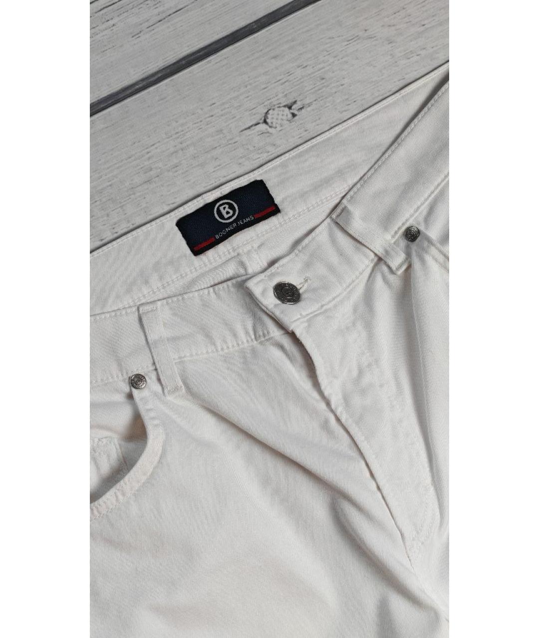 BOGNER Белые хлопковые прямые джинсы, фото 4