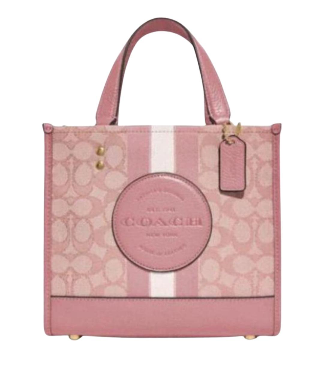 COACH Розовая кожаная сумка с короткими ручками, фото 1