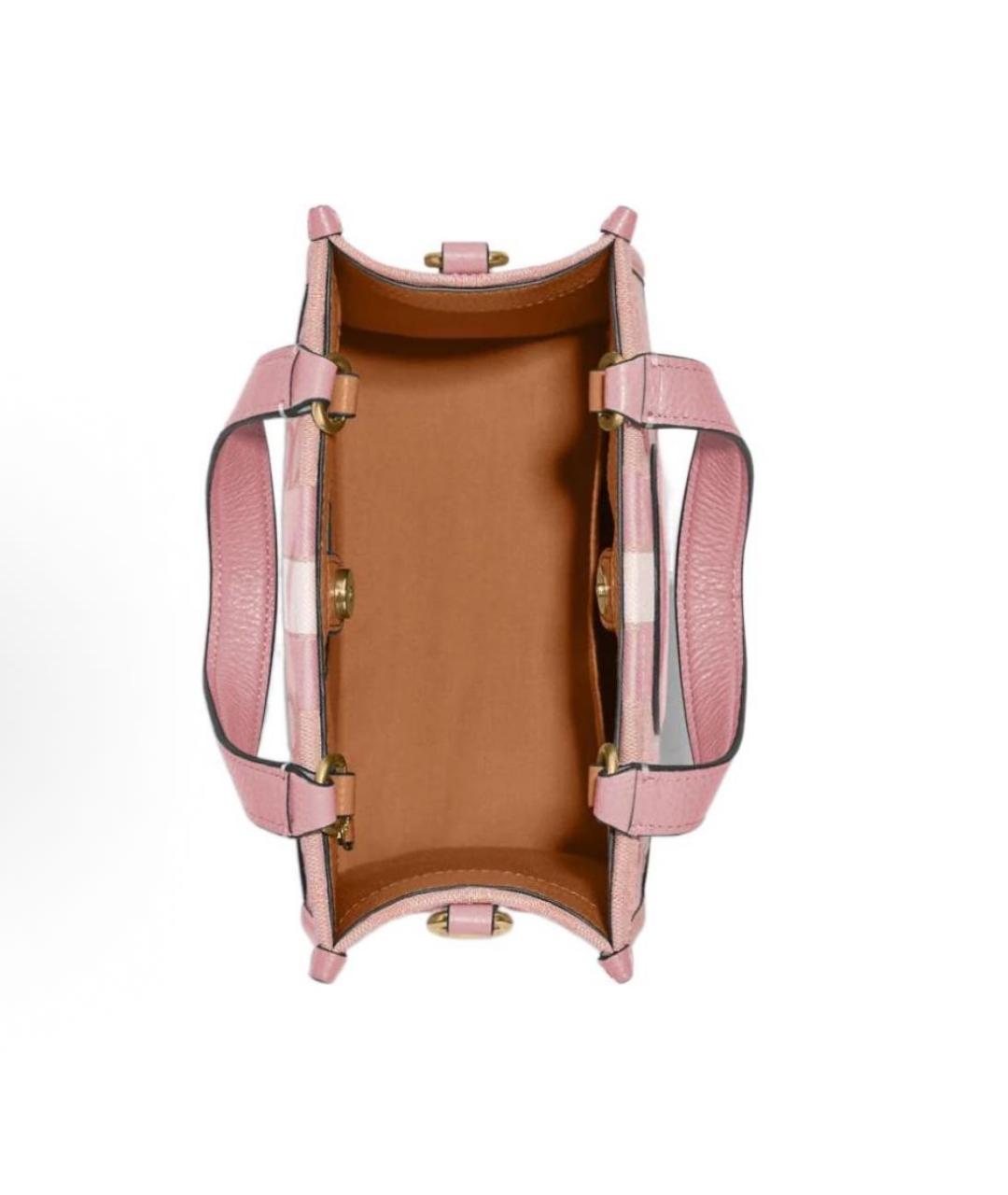 COACH Розовая кожаная сумка с короткими ручками, фото 3