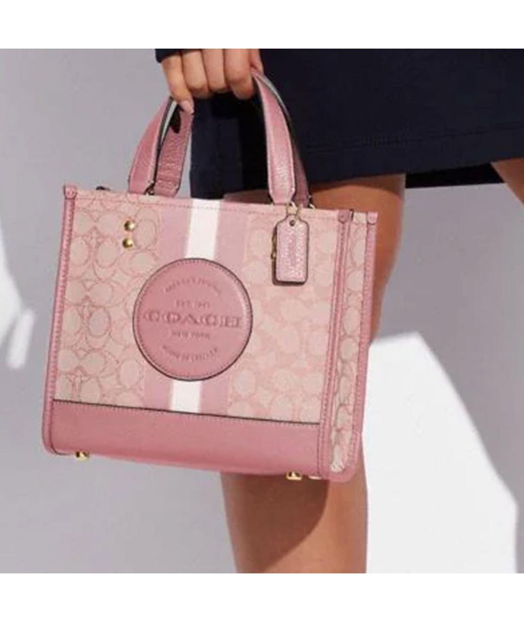 COACH Розовая кожаная сумка с короткими ручками, фото 4