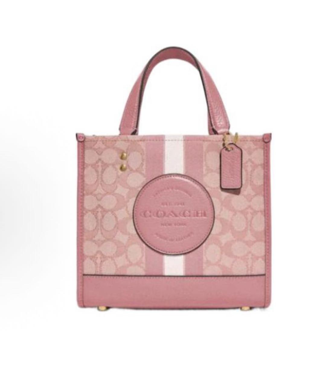 COACH Розовая кожаная сумка с короткими ручками, фото 9