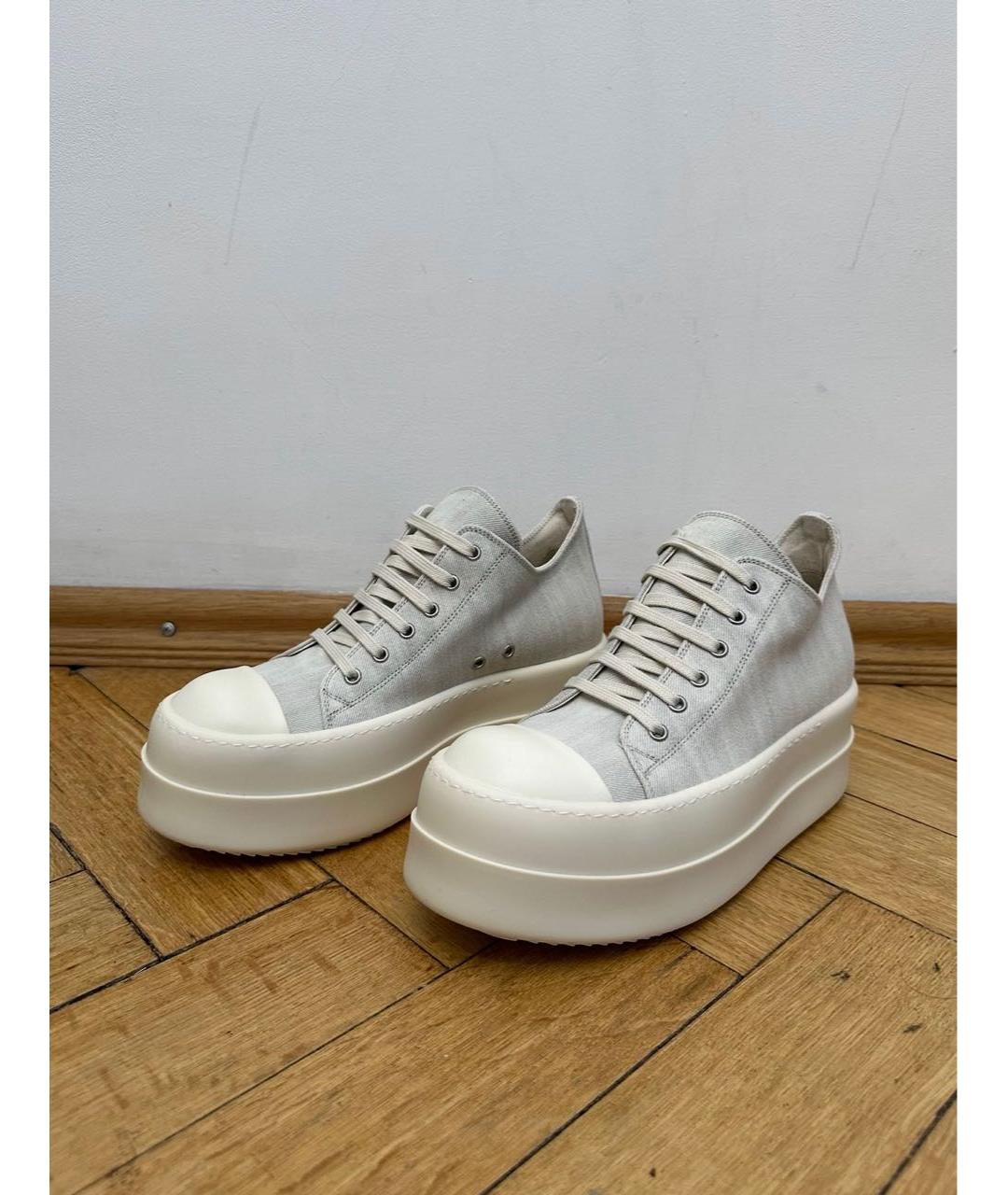 RICK OWENS Серые низкие кроссовки / кеды, фото 9