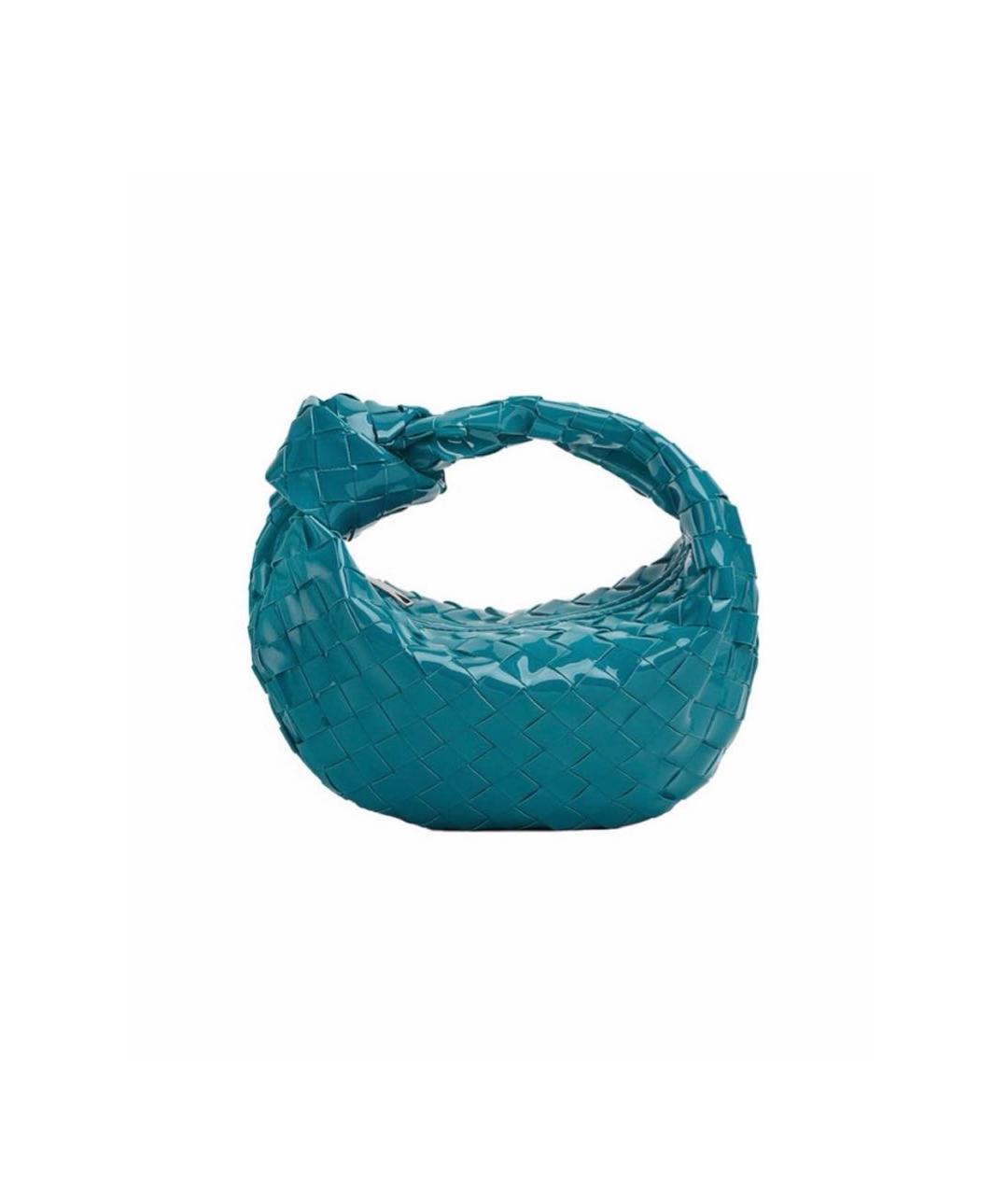 BOTTEGA VENETA Бирюзовая сумка с короткими ручками из лакированной кожи, фото 5