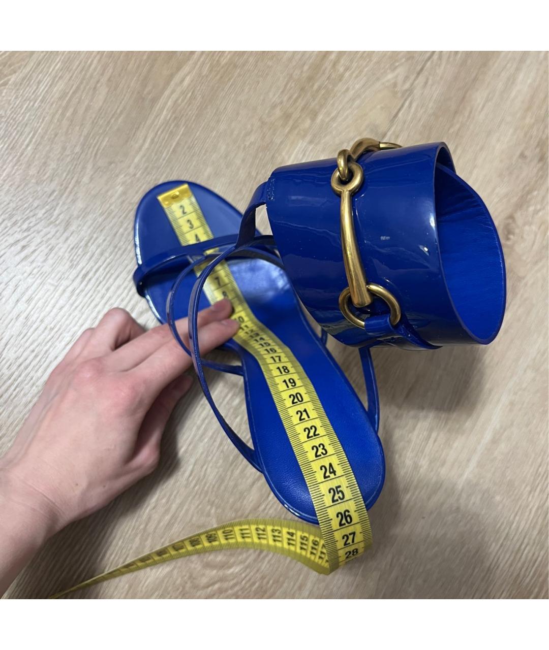 GUCCI Синие босоножки из лакированной кожи, фото 7