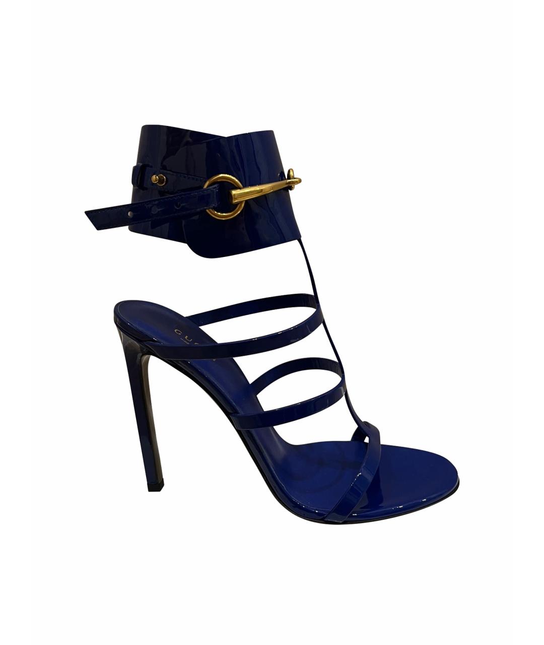 GUCCI Синие босоножки из лакированной кожи, фото 9