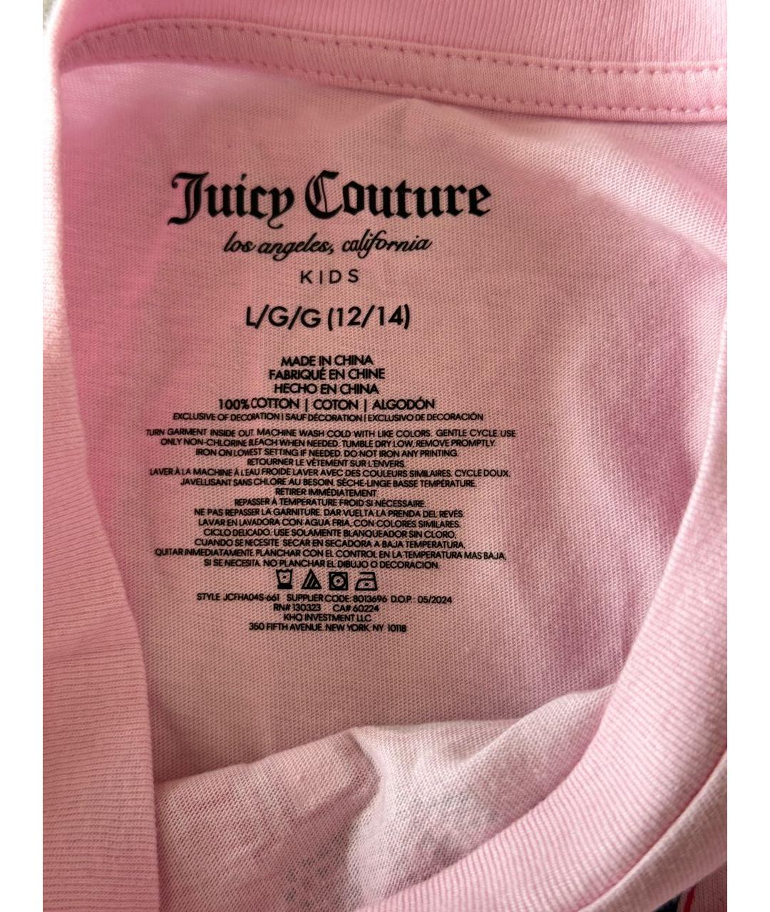 JUICY COUTURE Розовый хлопковый детская футболка / топ, фото 5