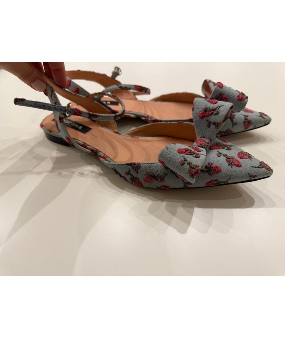 ROCHAS Голубые текстильные босоножки, фото 7