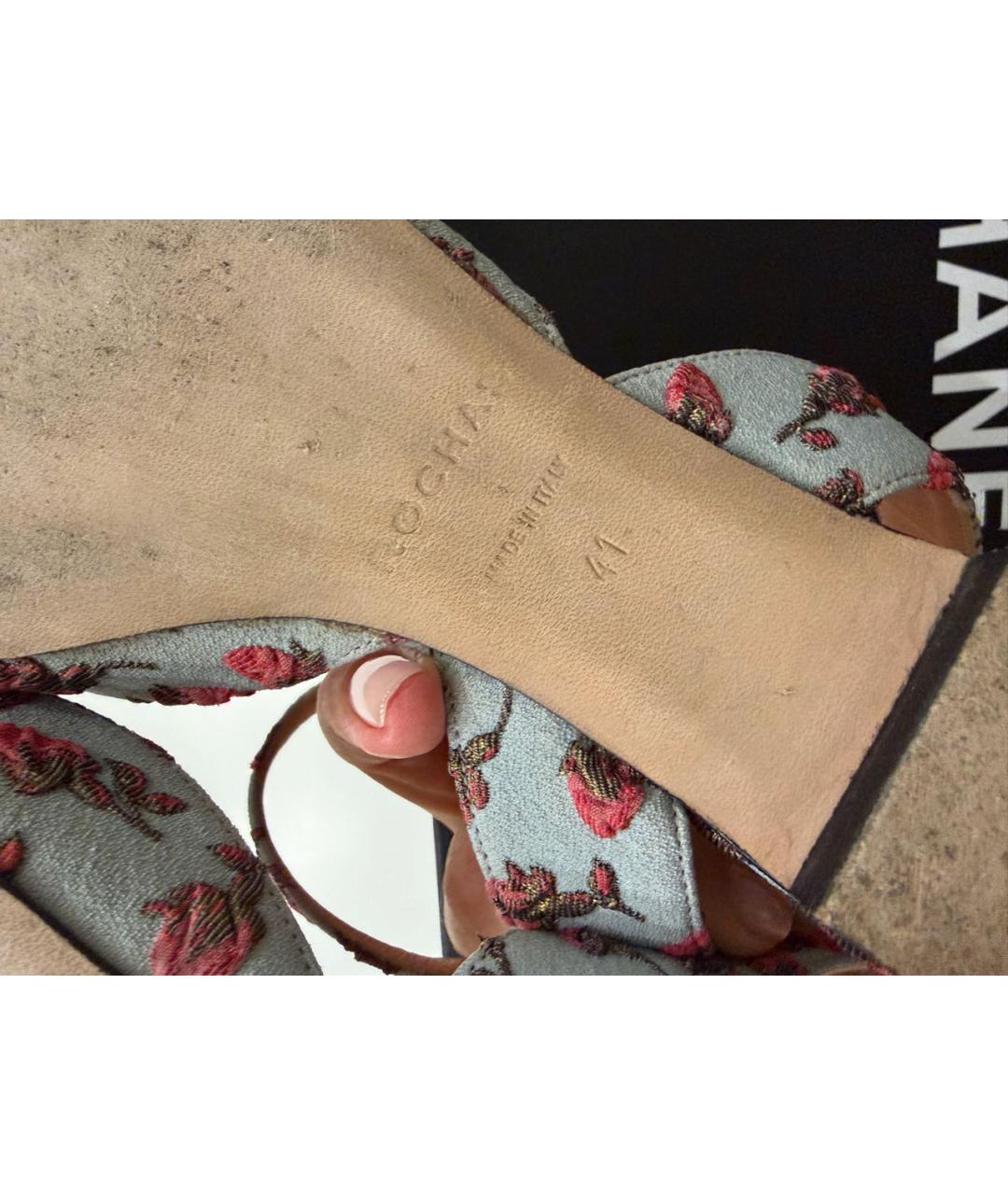 ROCHAS Голубые текстильные босоножки, фото 3