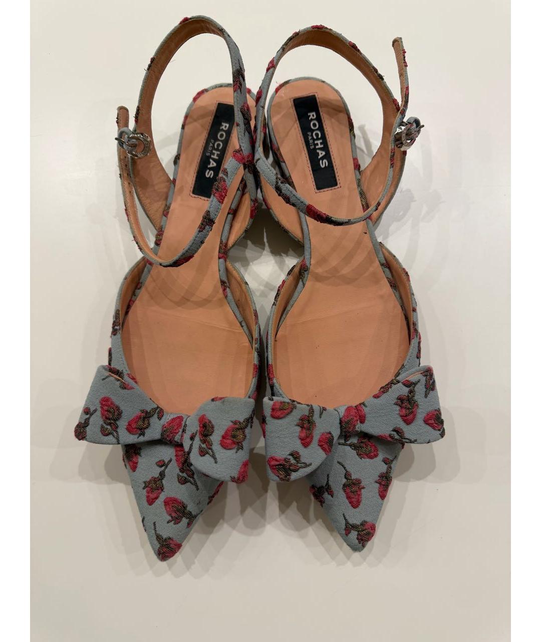 ROCHAS Голубые текстильные босоножки, фото 2