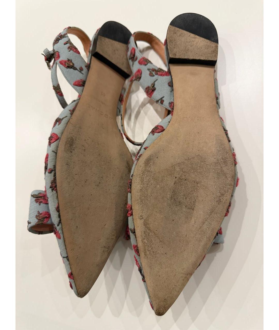 ROCHAS Голубые текстильные босоножки, фото 5