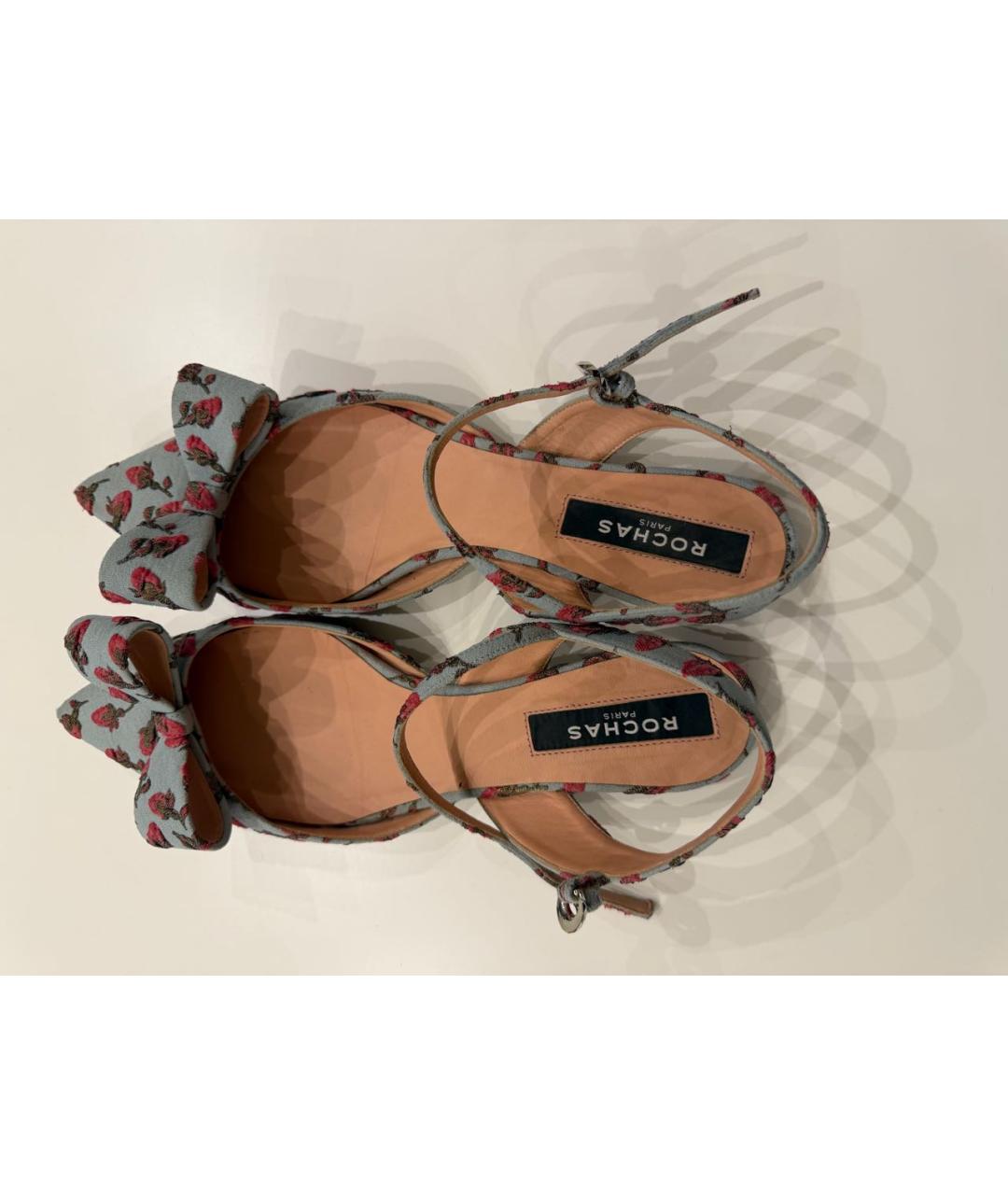 ROCHAS Голубые текстильные босоножки, фото 4