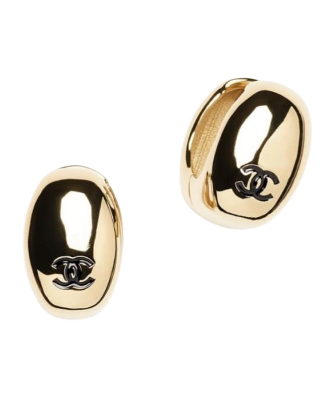 CHANEL Золотые металлические серьги, фото 1