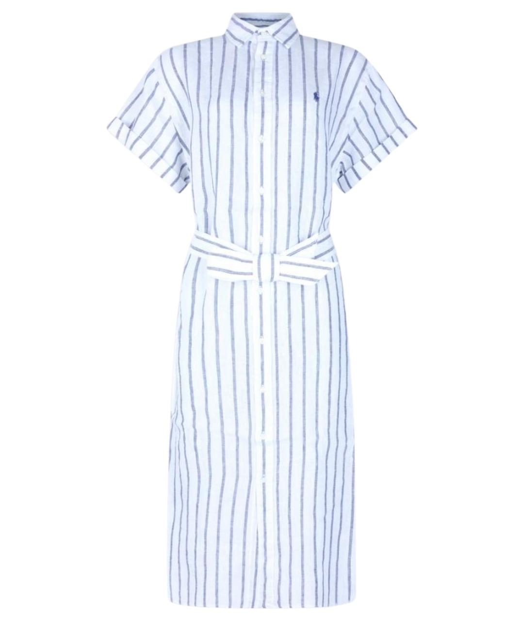 POLO RALPH LAUREN Голубое льняное повседневное платье, фото 1