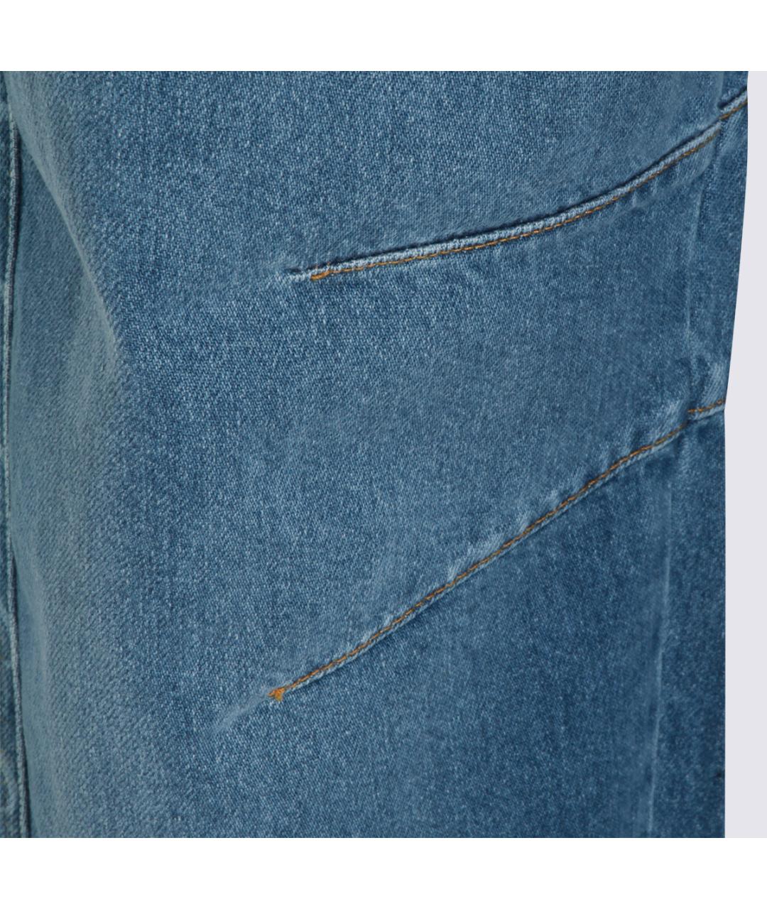 MARINE SERRE Синие хлопковые прямые джинсы, фото 3