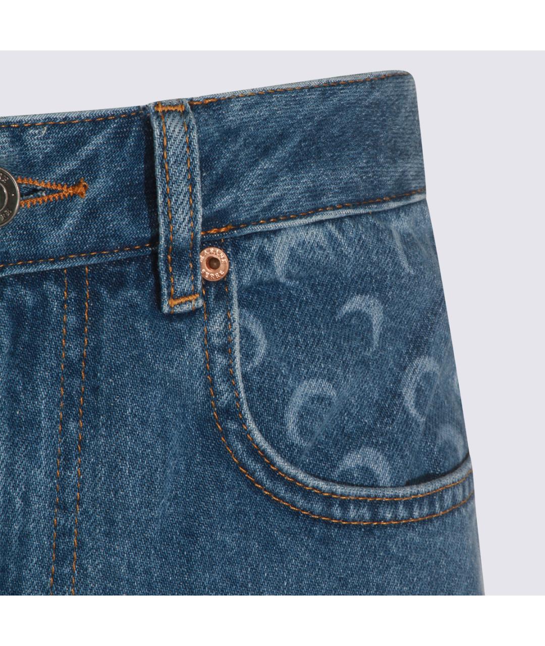 MARINE SERRE Синие хлопковые прямые джинсы, фото 4