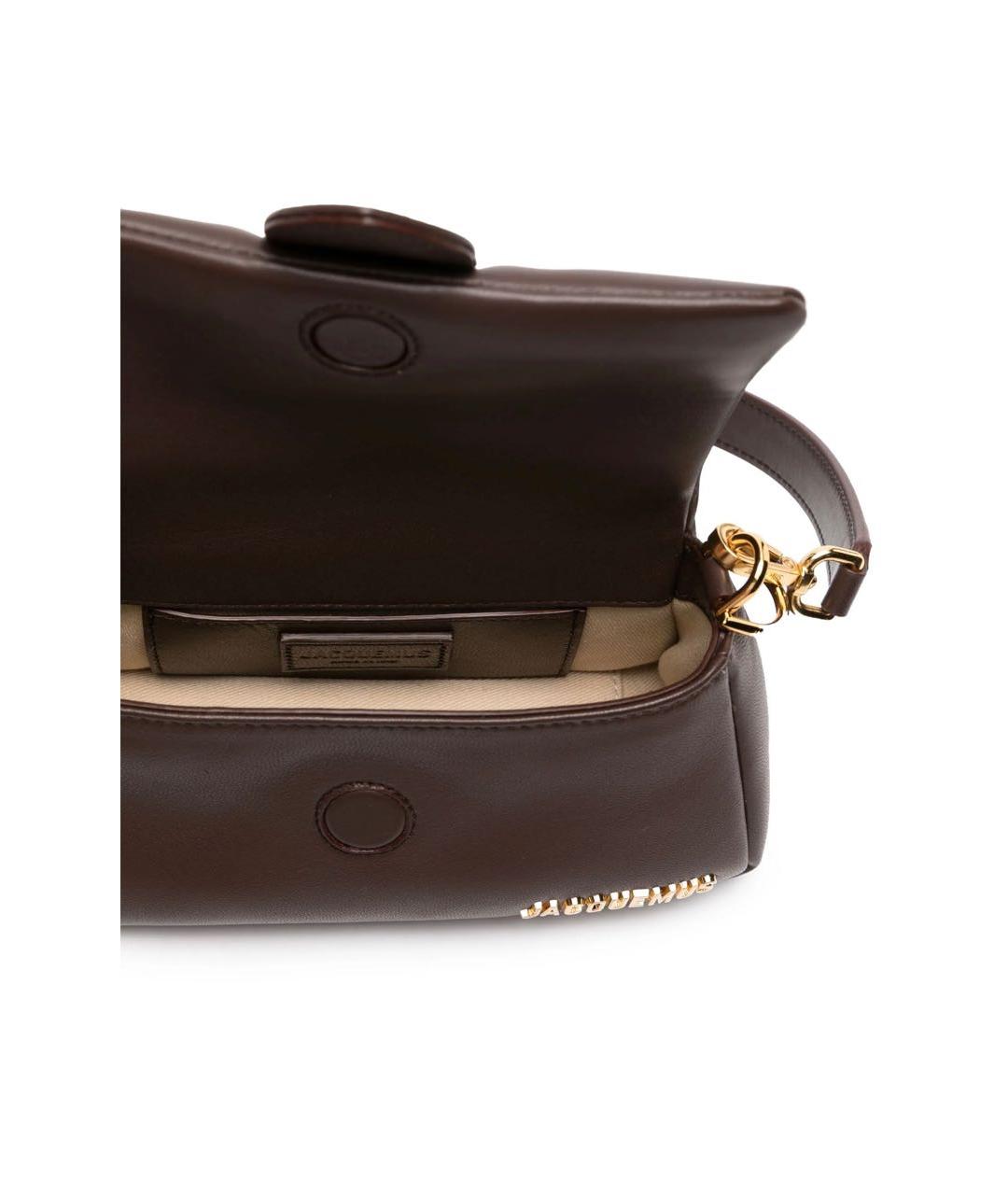 JACQUEMUS Коричневая кожаная сумка с короткими ручками, фото 5