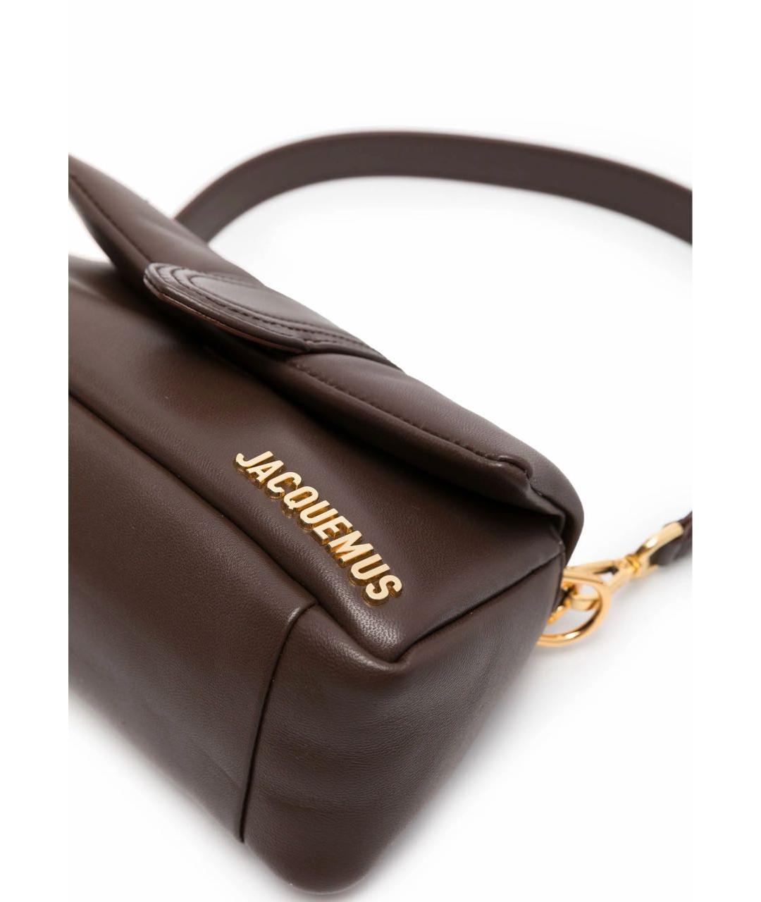 JACQUEMUS Коричневая кожаная сумка с короткими ручками, фото 4