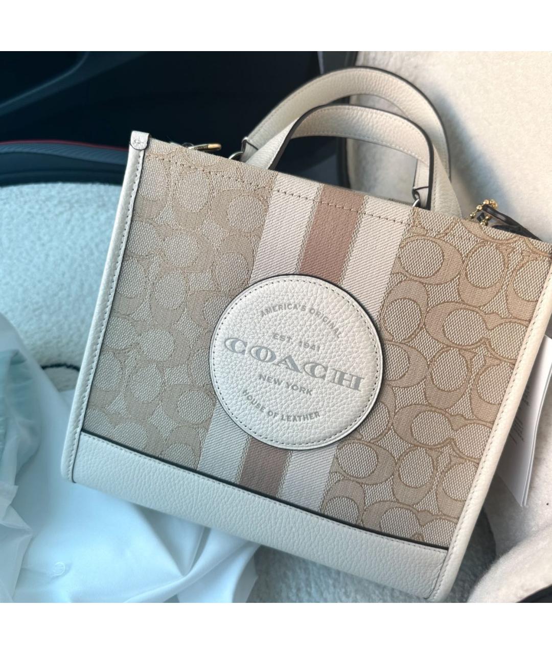 COACH Бежевая сумка тоут, фото 5