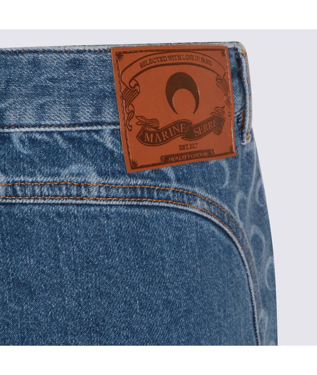 MARINE SERRE Синяя хлопковая юбка мини, фото 4