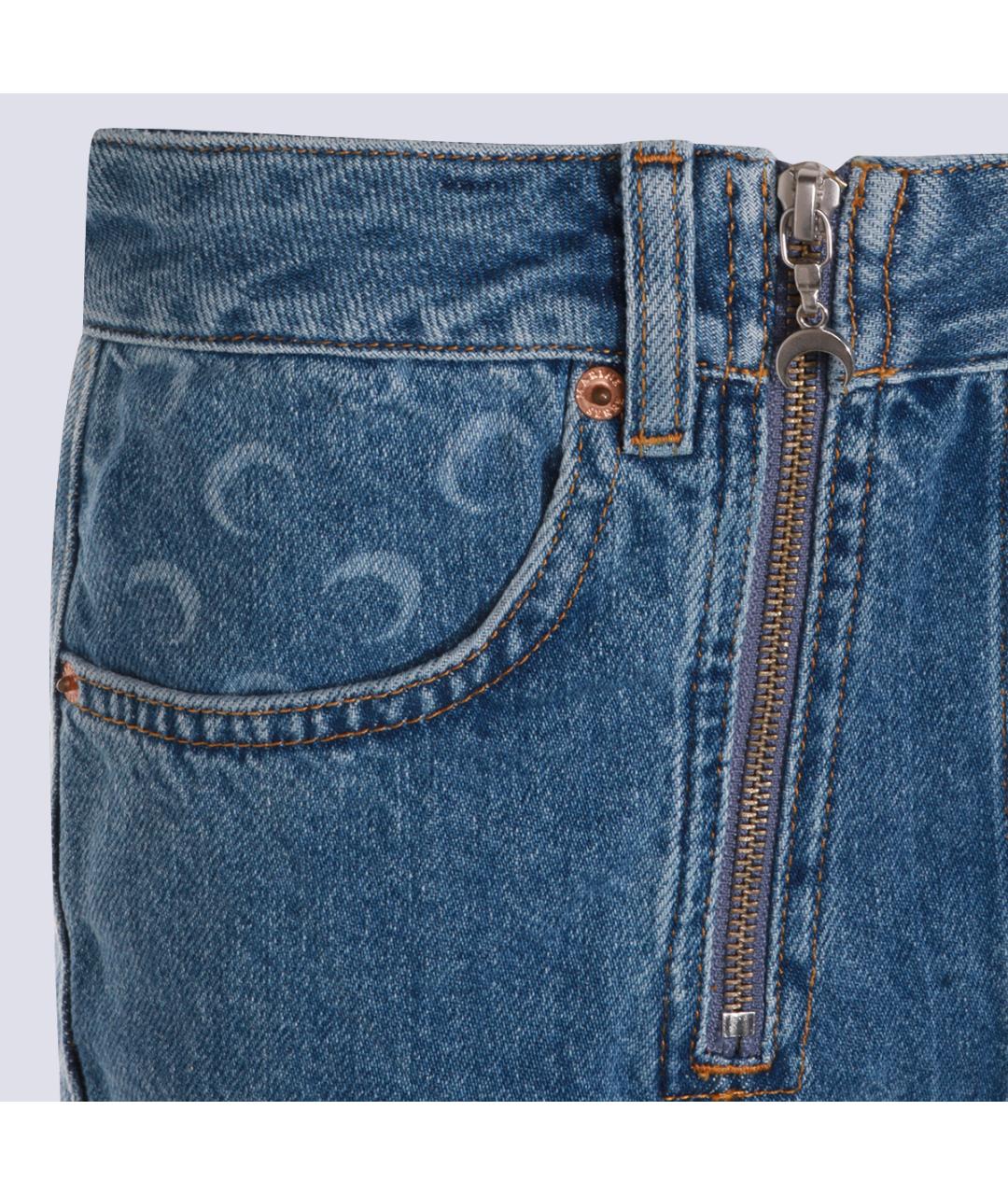 MARINE SERRE Синяя хлопковая юбка мини, фото 3