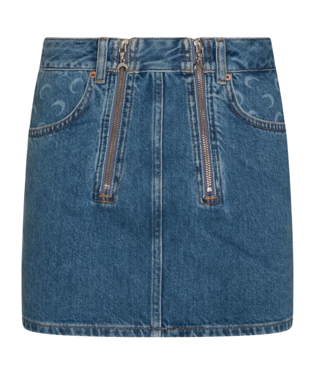 MARINE SERRE Синяя хлопковая юбка мини, фото 1