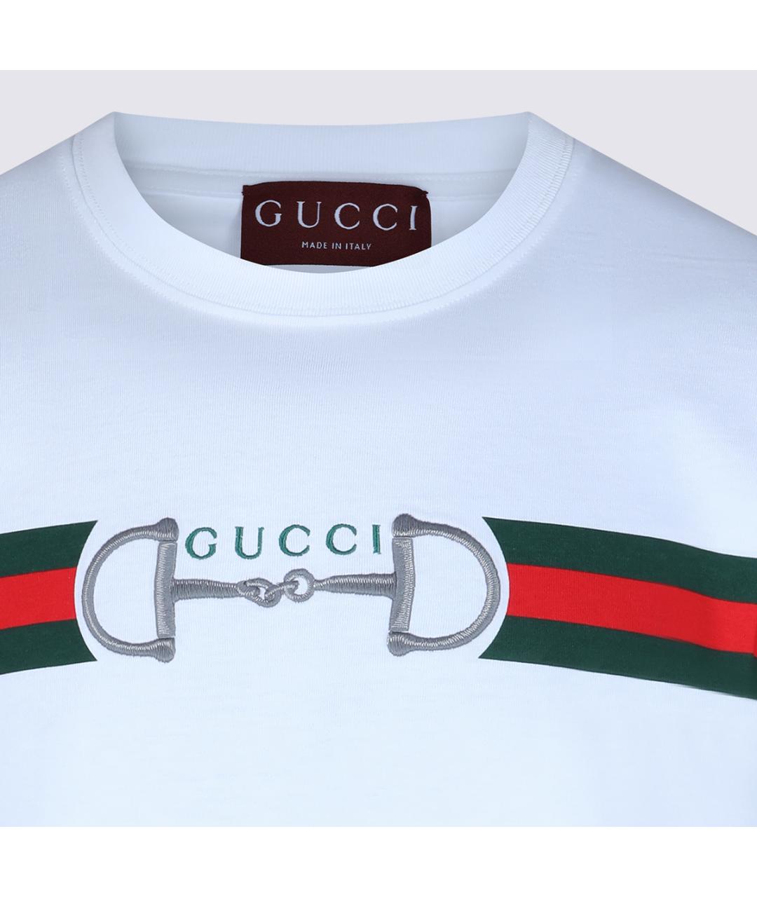 GUCCI Белая хлопковая футболка, фото 3