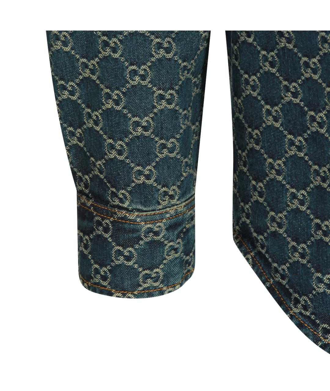 GUCCI Синяя хлопковая кэжуал рубашка, фото 4